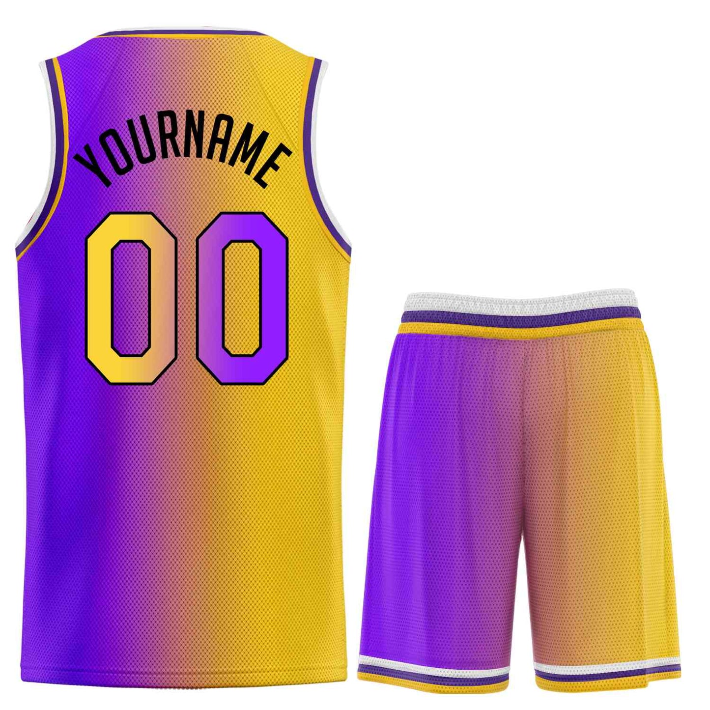 Custom Yellow Purple-Black Bull Gradient Fashion Sets Basketball Jersey Limited