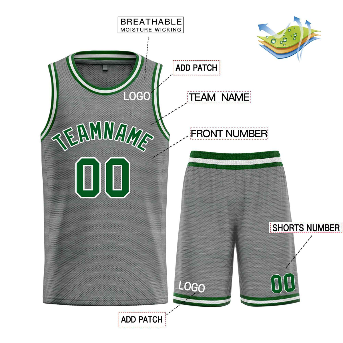 Custom Dark Gray Green-White Classic Sets Bull Basketball Jersey Limited