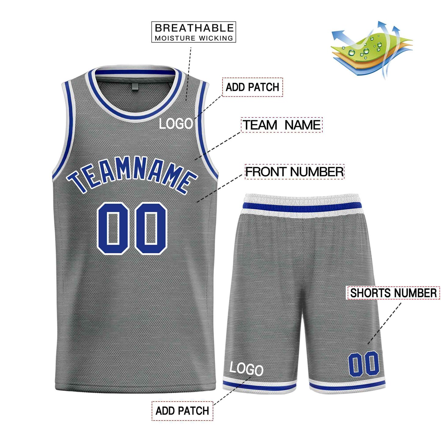 Custom Dark Gray Royal-White Classic Sets Bull Basketball Jersey Limited