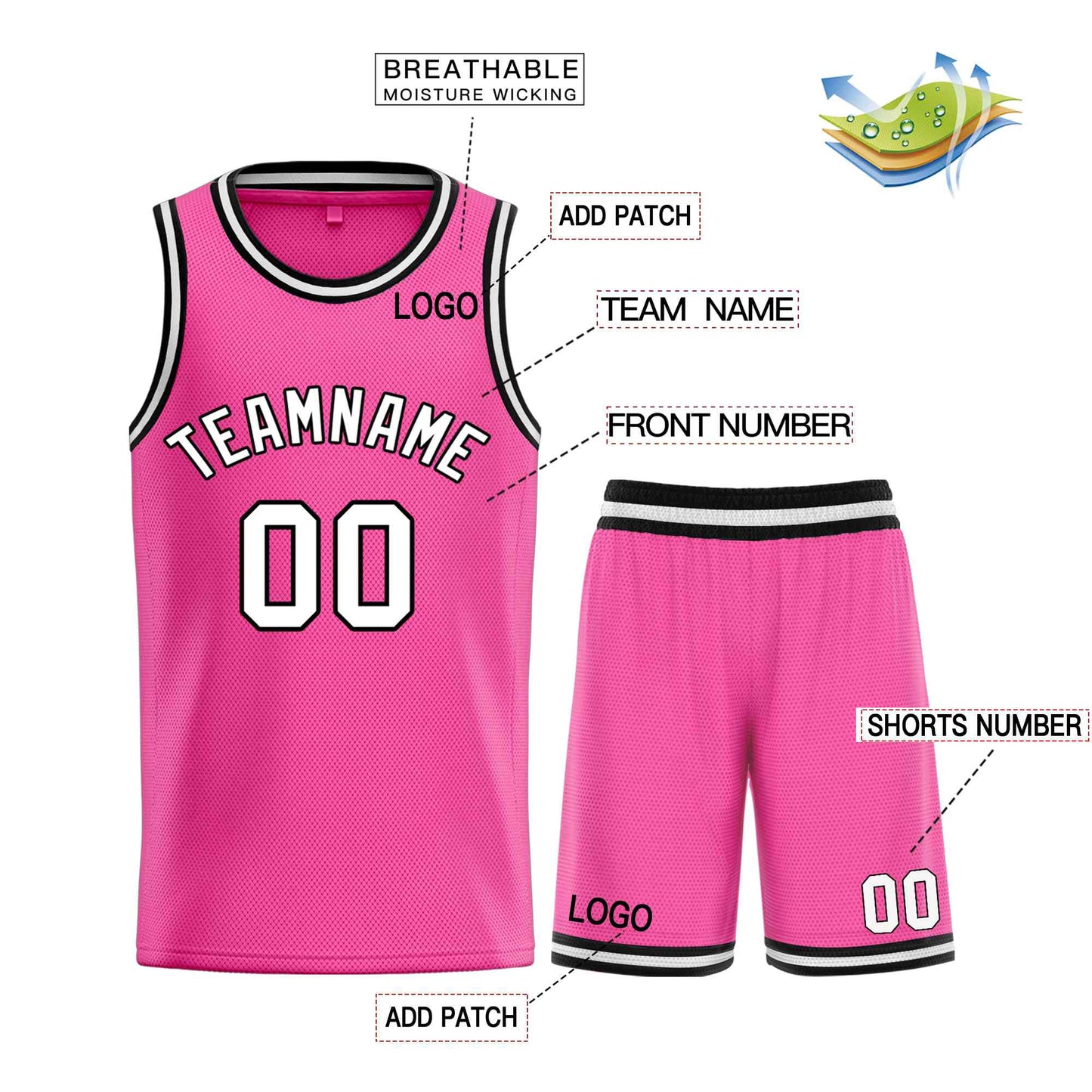 Custom Pink White-Black Classic Sets Bull Basketball Jersey Limited