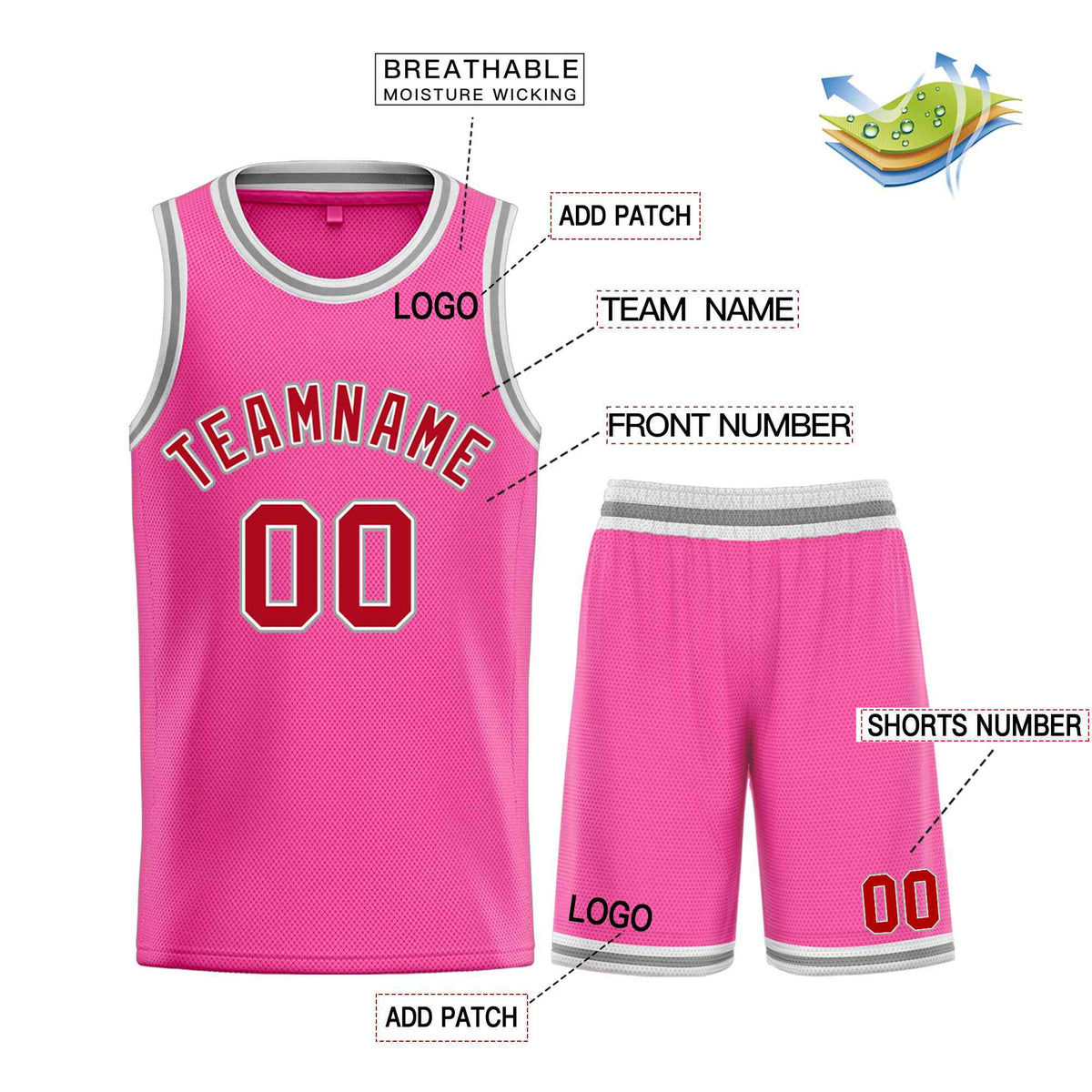Custom Pink Red-Gray Classic Sets Bull Basketball Jersey Limited