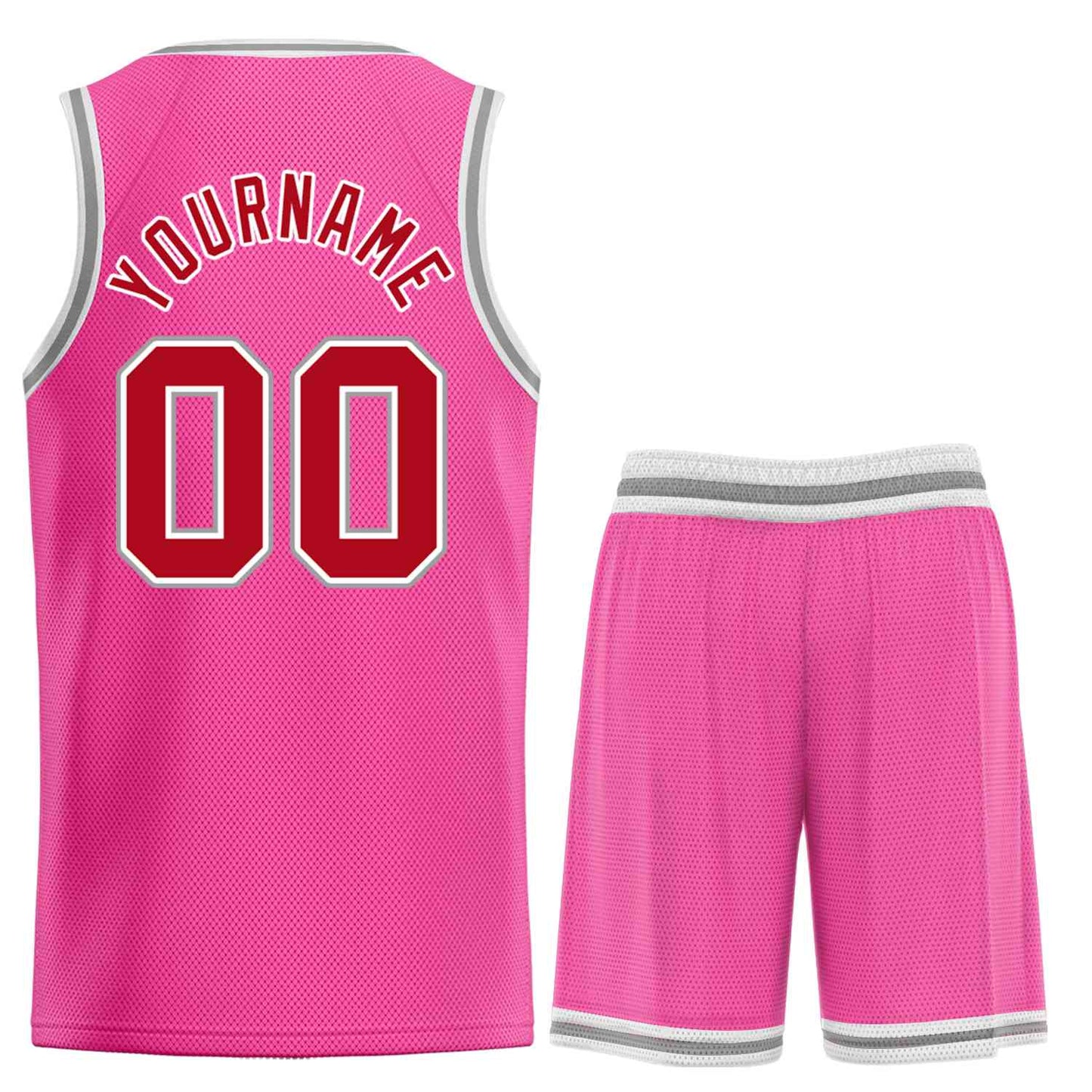 Custom Pink Red-Gray Classic Sets Bull Basketball Jersey Limited