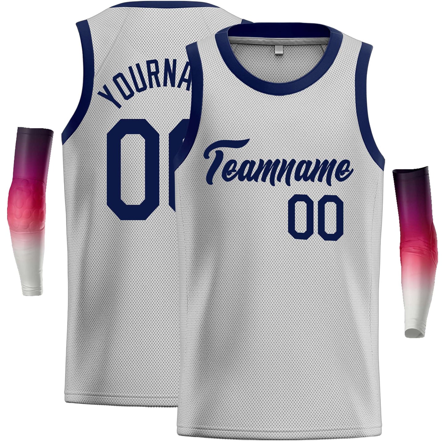 Custom Gray Navy Classic Tops Casual Basketball Jersey