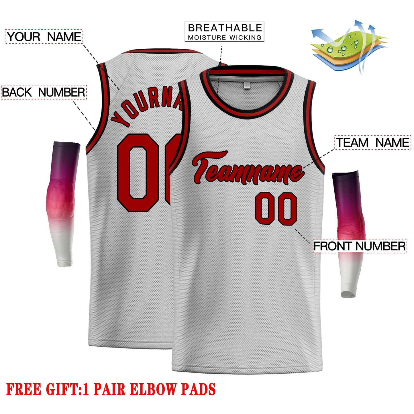 Custom Gray Maroon-Black Classic Tops Casual Basketball Jersey Limited