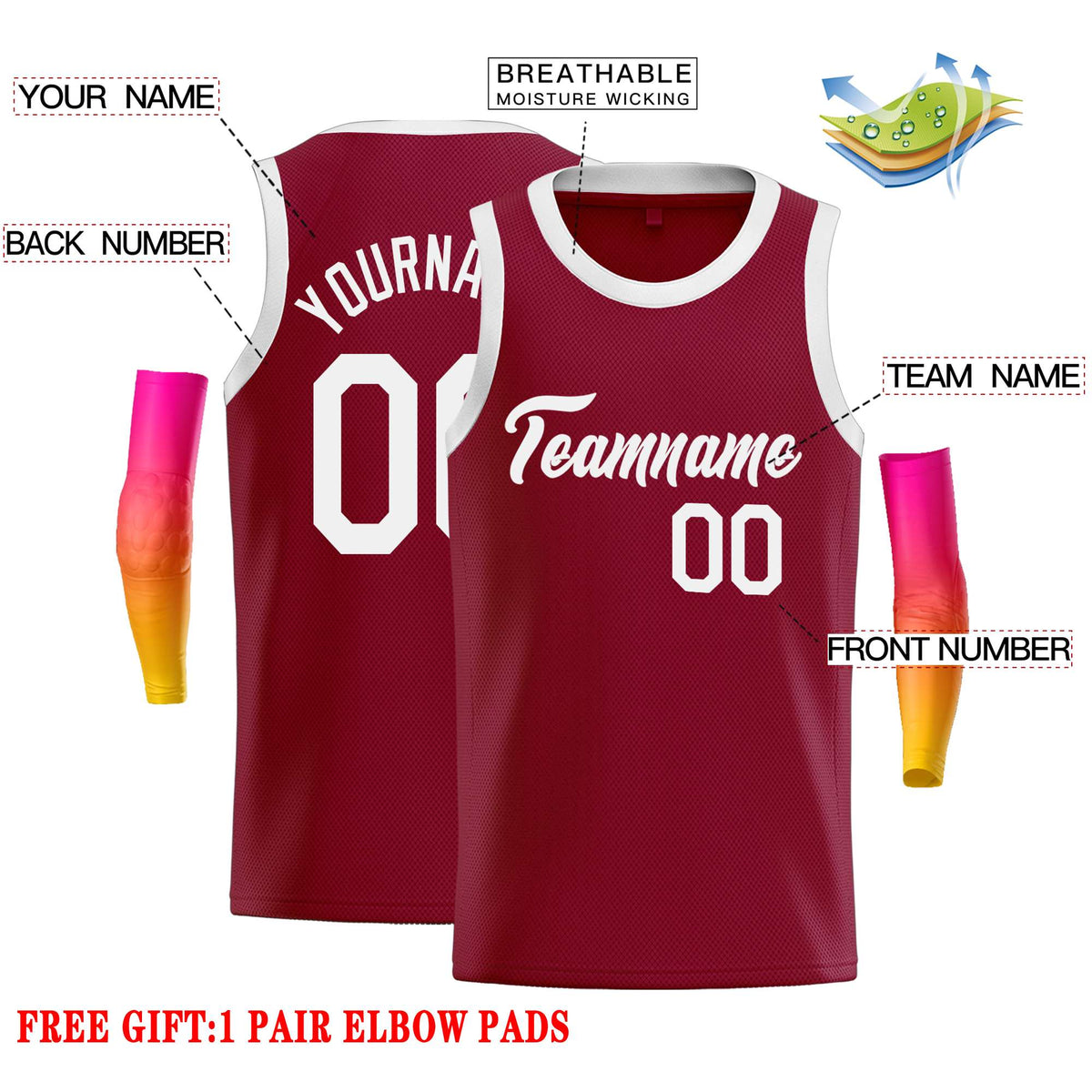 Custom Crimson White Classic Tops Casual Basketball Jersey Limited