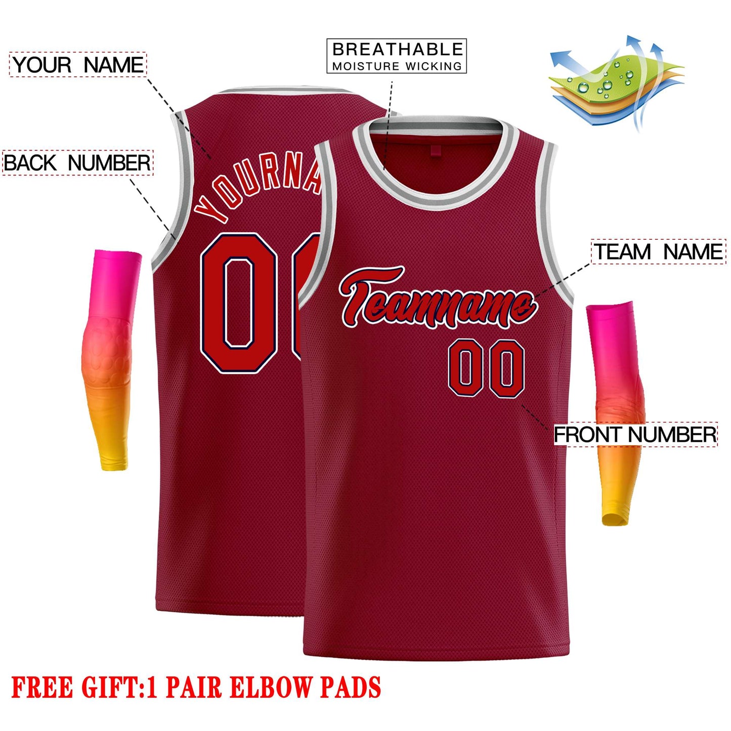 Custom Crimson Red-Black Classic Tops Casual Basketball Jersey Limited
