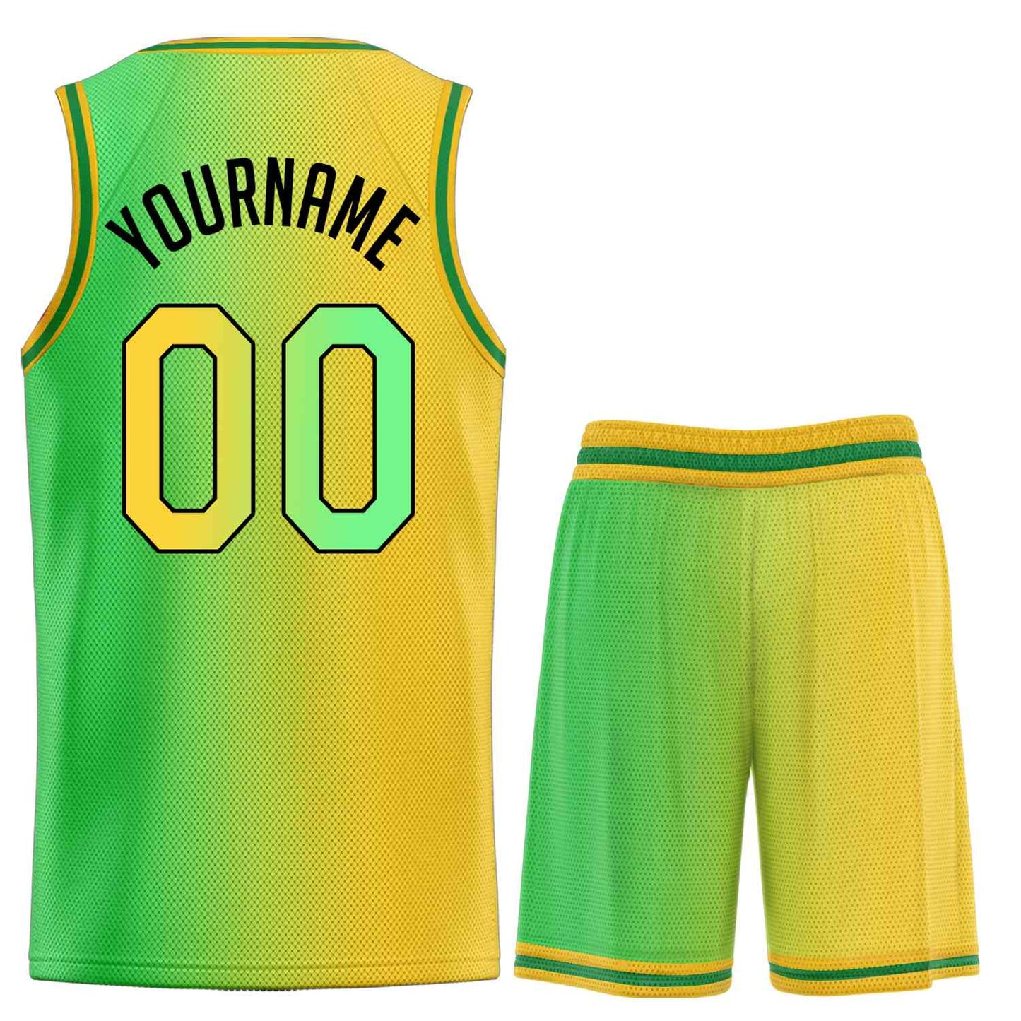 Custom Yellow Green-Black Gradient Fashion Sets Sports Uniform Basketball Jersey Limited