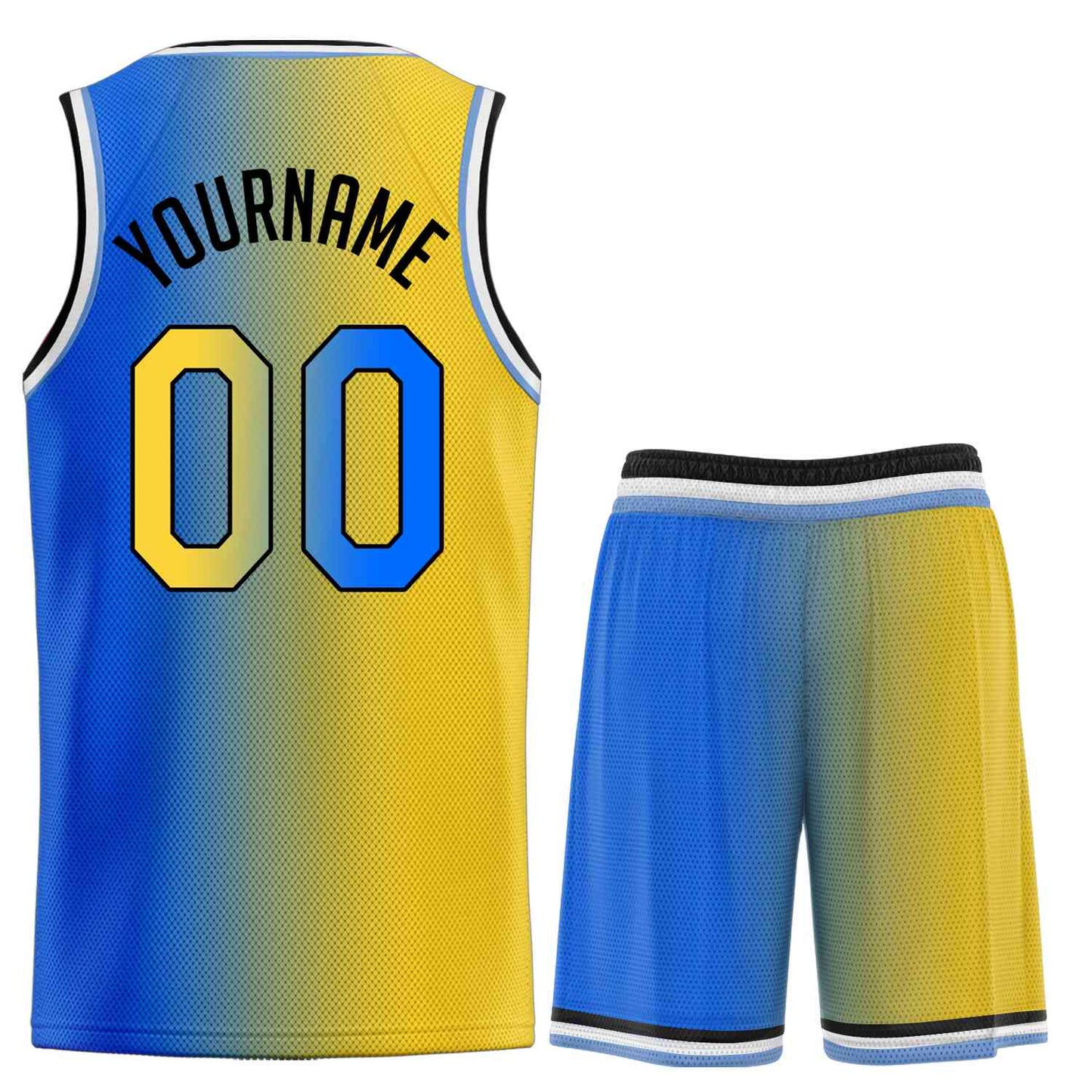 Custom Yellow Royal-Black Gradient Fashion Sets Sports Uniform Basketball Jersey Limited
