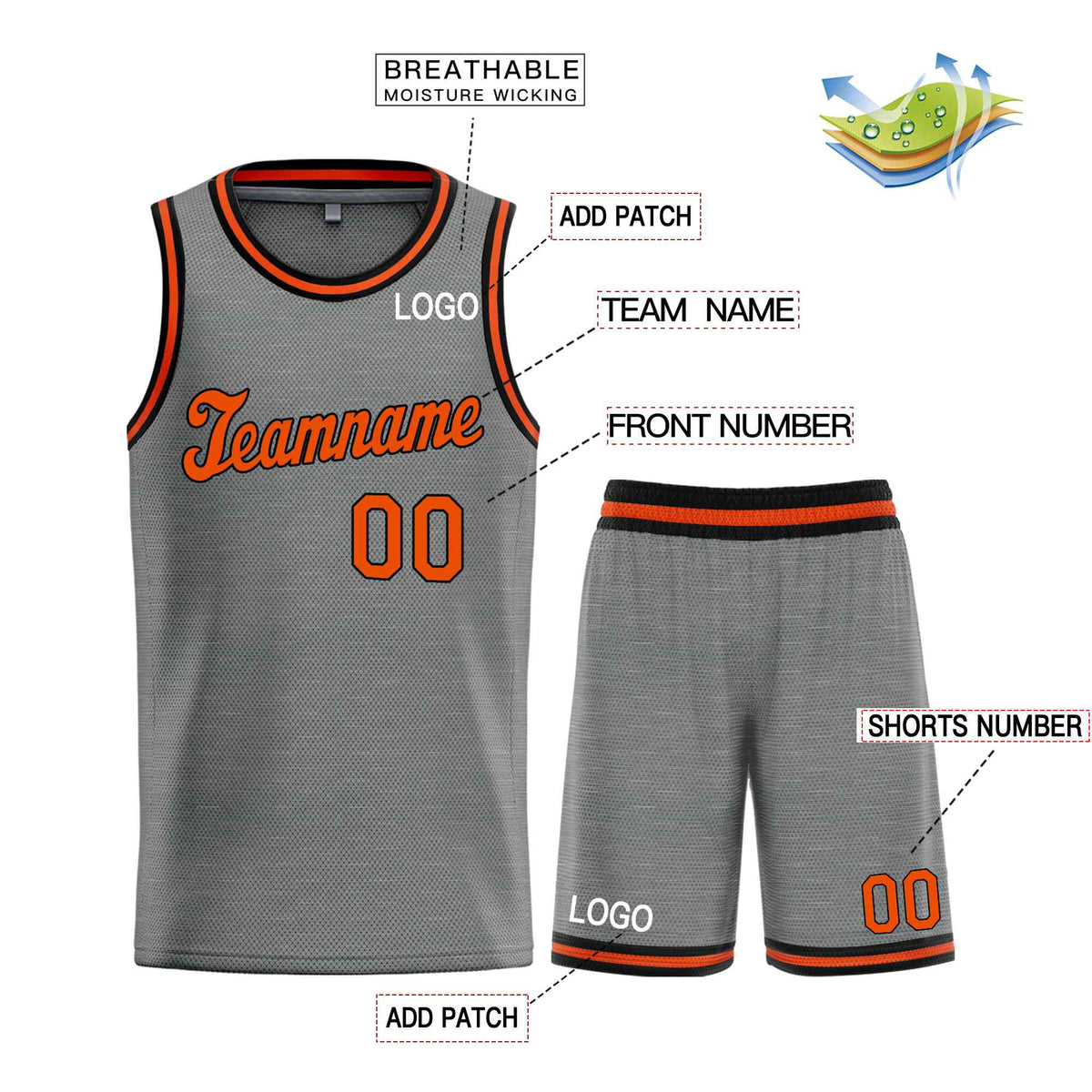 Custom Dark Gray Orange-Black Classic Sets Sports Uniform Basketball Jersey Limited