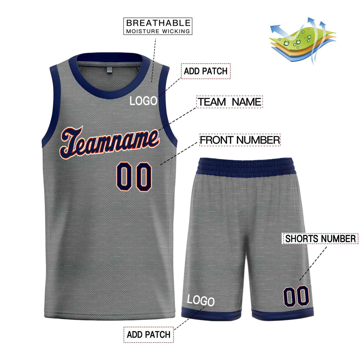 Custom Dark Gray Navy-Orange Classic Sets Sports Uniform Basketball Jersey Limited
