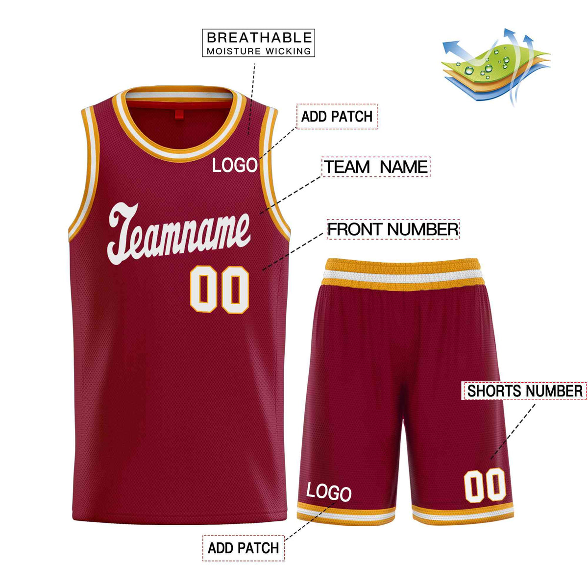 Custom Maroon White Classic Sets Sports Uniform Basketball Jersey Limited