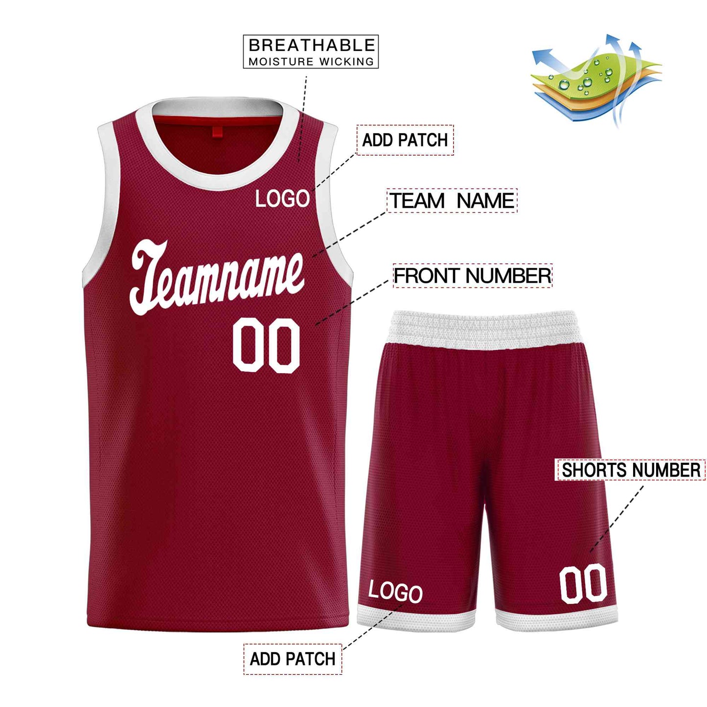 Custom Maroon White Classic Sets Sports Uniform Basketball Jersey Limited