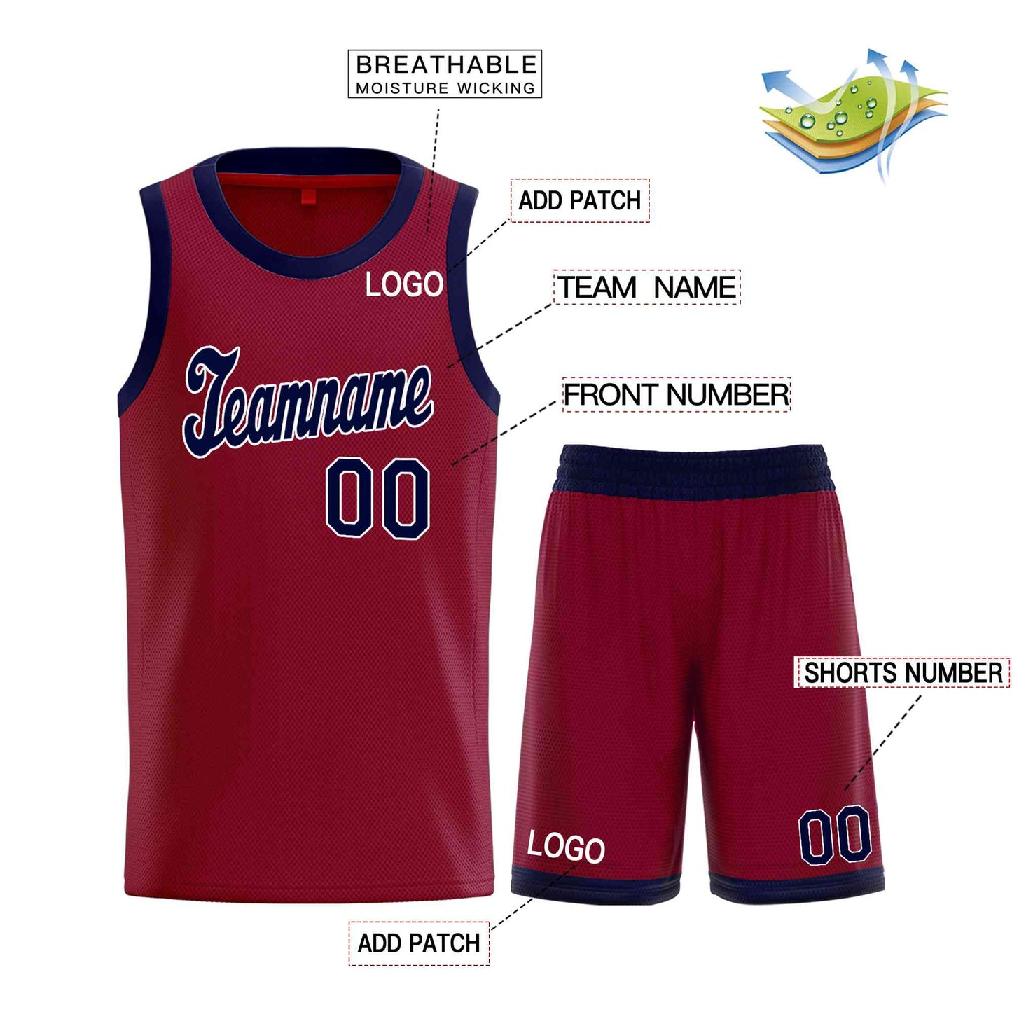 Custom Maroon Navy-White Classic Sets Sports Uniform Basketball Jersey Limited