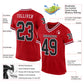 Custom Red Black-White Mesh Authentic Throwback Football Jersey Limited