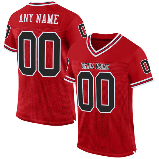 Custom Red Black-White Mesh Authentic Throwback Football Jersey Limited