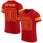 Custom Red Red-Gold Mesh Authentic Football Jersey Limited