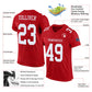 Custom Red White Mesh Authentic Football Jersey Limited