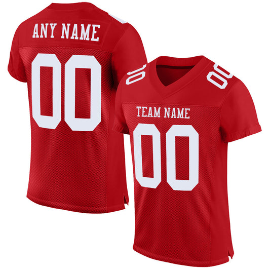 Custom Red White Mesh Authentic Football Jersey Limited