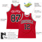 Custom Red Black Pinstripe Black-White Authentic Basketball Jersey Limited