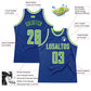 Custom Royal Neon Green-White Authentic Throwback Basketball Jersey Limited