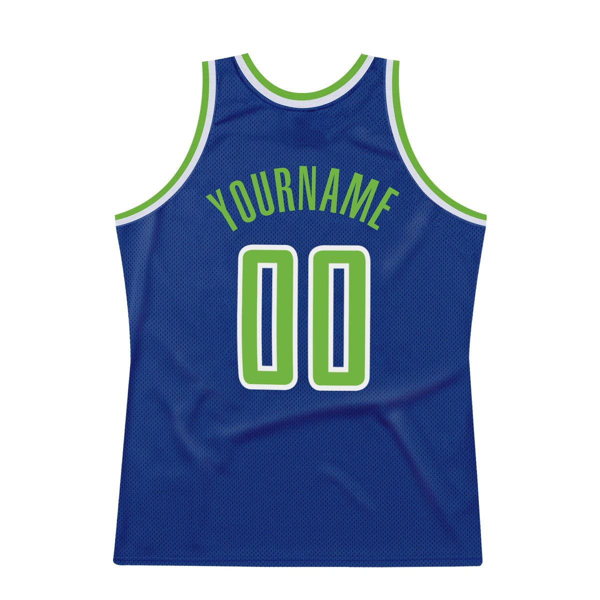 Custom Royal Neon Green-White Authentic Throwback Basketball Jersey Limited