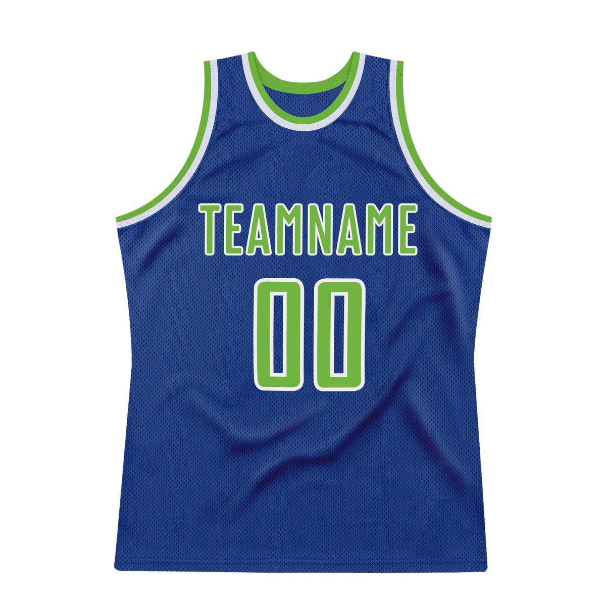 Custom Royal Neon Green-White Authentic Throwback Basketball Jersey Limited