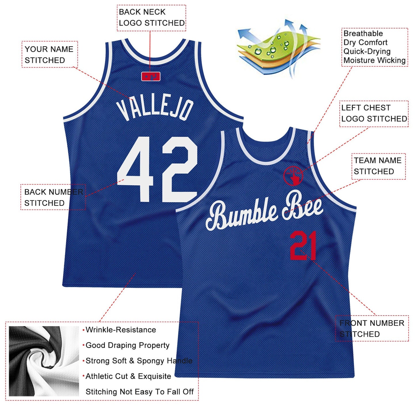 Custom Royal White-Red Authentic Throwback Basketball Jersey Limited