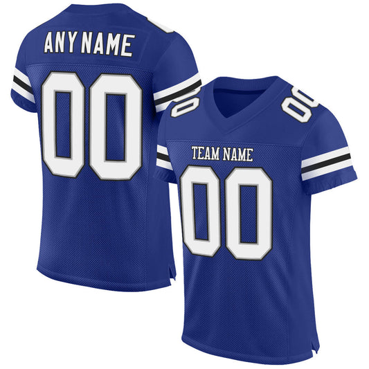 Custom Royal White-Black Mesh Authentic Football Jersey Limited