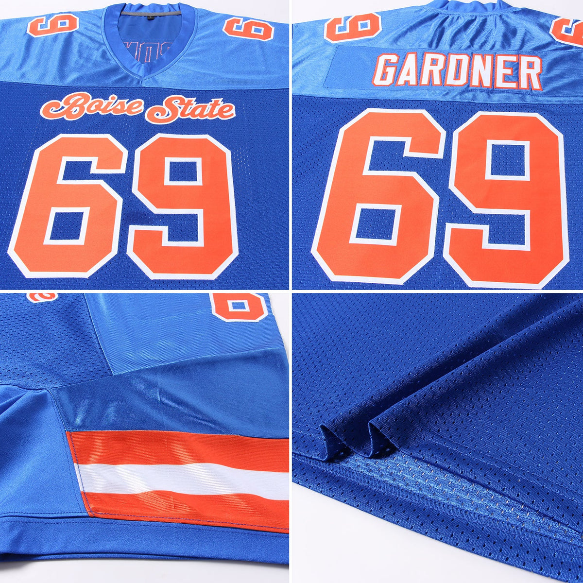 Custom Royal Orange-White Mesh Authentic Football Jersey Limited