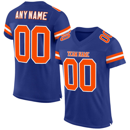 Custom Royal Orange-White Mesh Authentic Football Jersey Limited