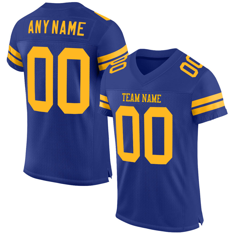 Custom Royal Gold Mesh Authentic Football Jersey Limited