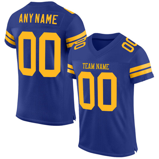 Custom Royal Gold Mesh Authentic Football Jersey Limited