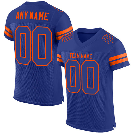 Custom Royal Royal-Orange Mesh Authentic Football Jersey Limited