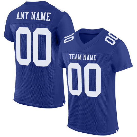 Custom Royal White Mesh Authentic Football Jersey Limited