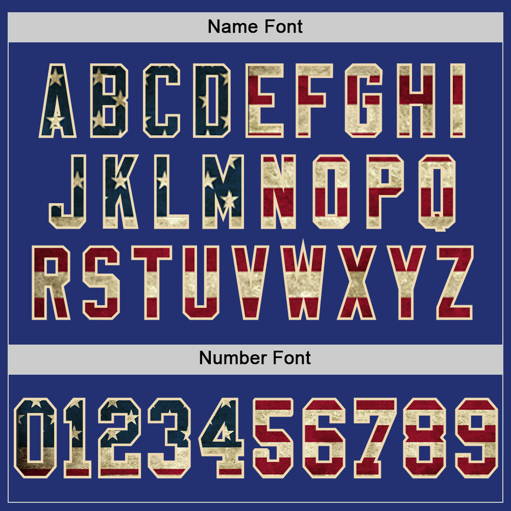 Custom Royal Vintage USA Flag Cream-Red Mesh Authentic Throwback Football Jersey Limited