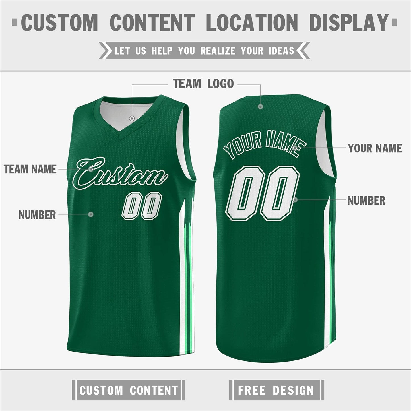 Custom Green White Double Side Tops Men Training Basketball Jersey Limited