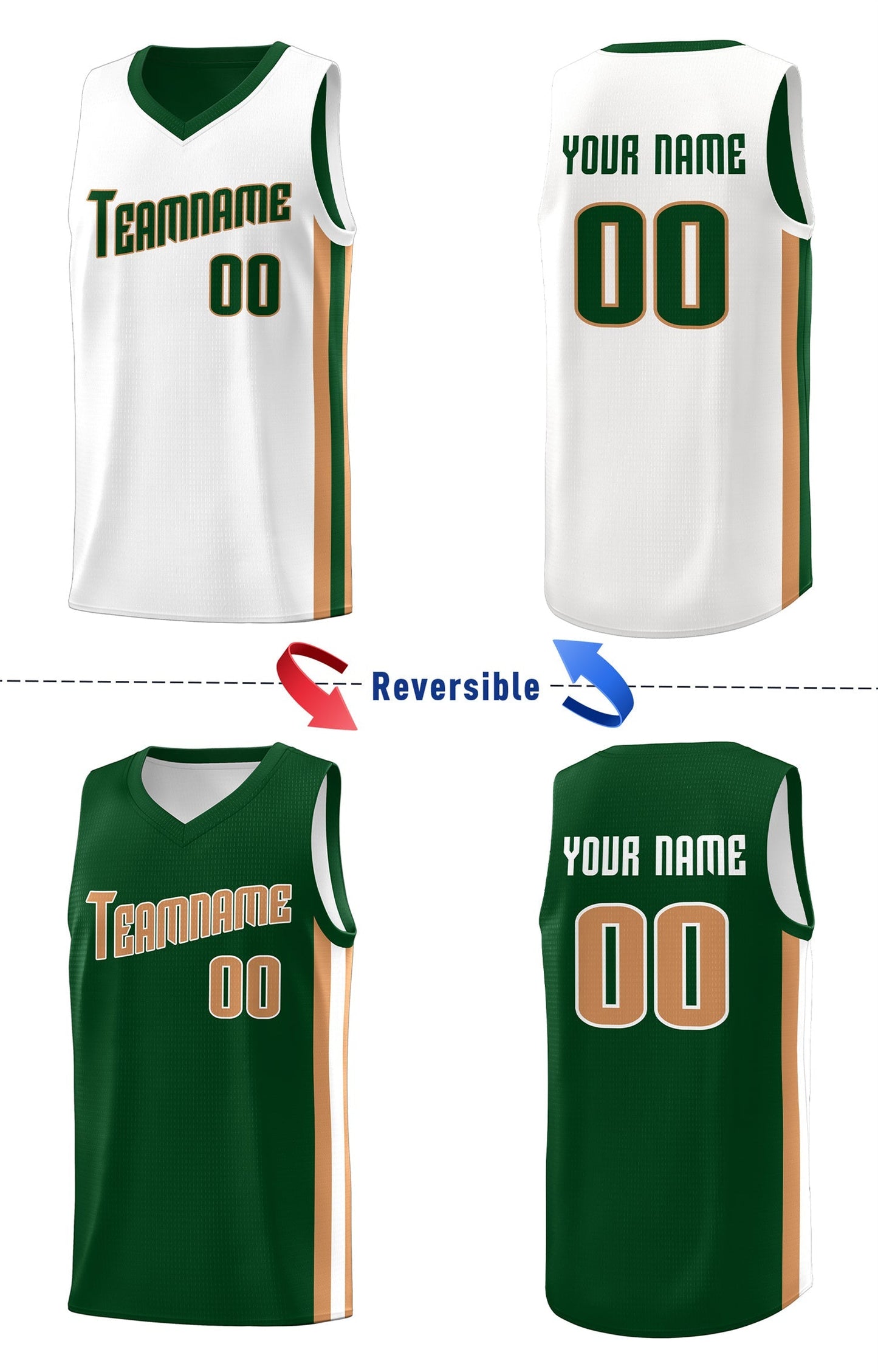 Custom Green-Khaki Double Side Tops Basketball Jersey Limited