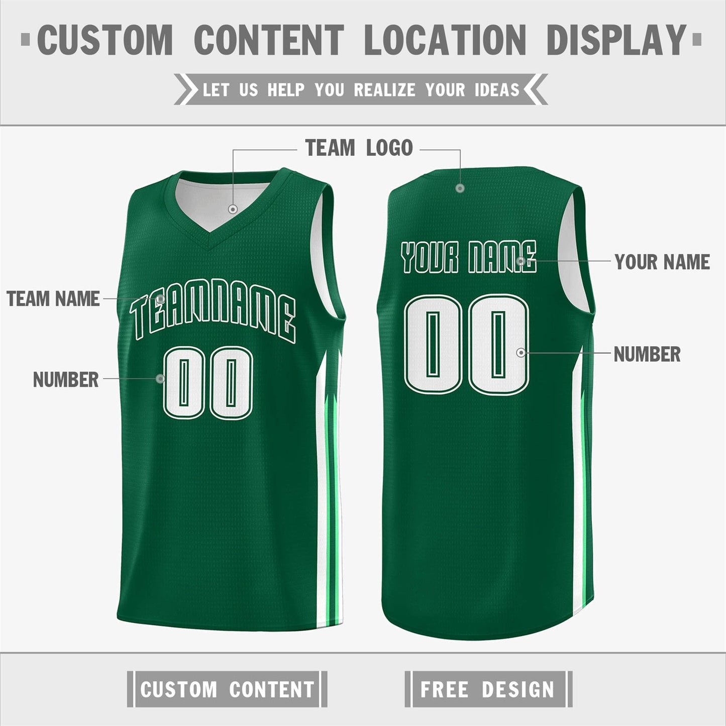 Custom Green White Double Side Tops Men Basketball Jersey Limited