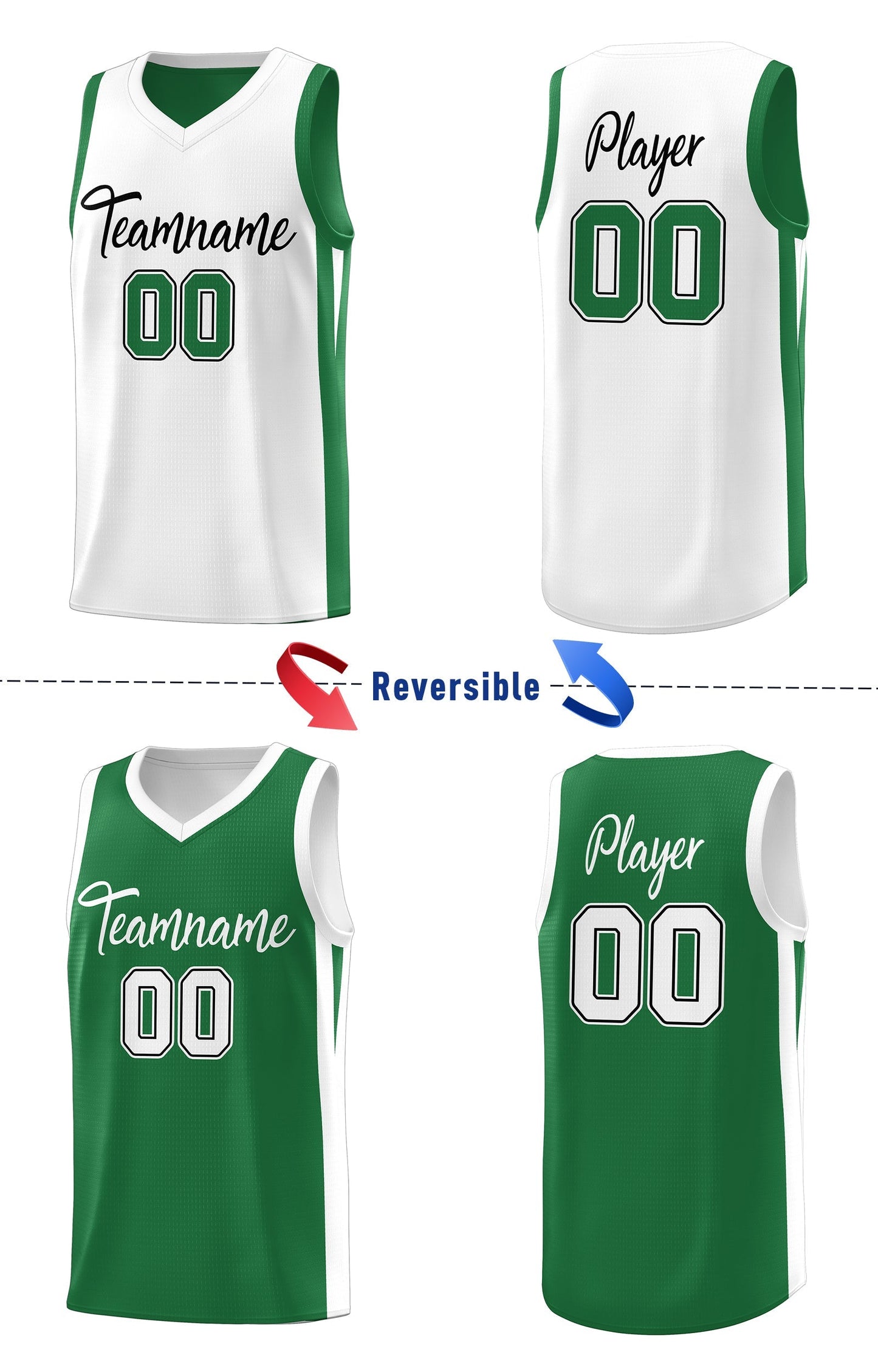 Custom Green White Double Side Tops Basketball Jersey Limited