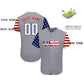 Custom Grey White-Navy American Flag Authentic Baseball Jersey Limited