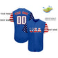 Custom Royal White-Red American Flag Authentic Baseball Jersey Limited