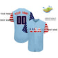 Custom Light Blue Navy-Red American Flag Authentic Baseball Jersey Limited