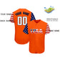 Custom Orange White-Navy American Flag Authentic Baseball Jersey Limited