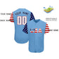 Custom Light Blue White-Red American Flag Authentic Baseball Jersey Limited