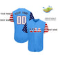 Custom Powder Blue White-Red American Flag Authentic Baseball Jersey Limited
