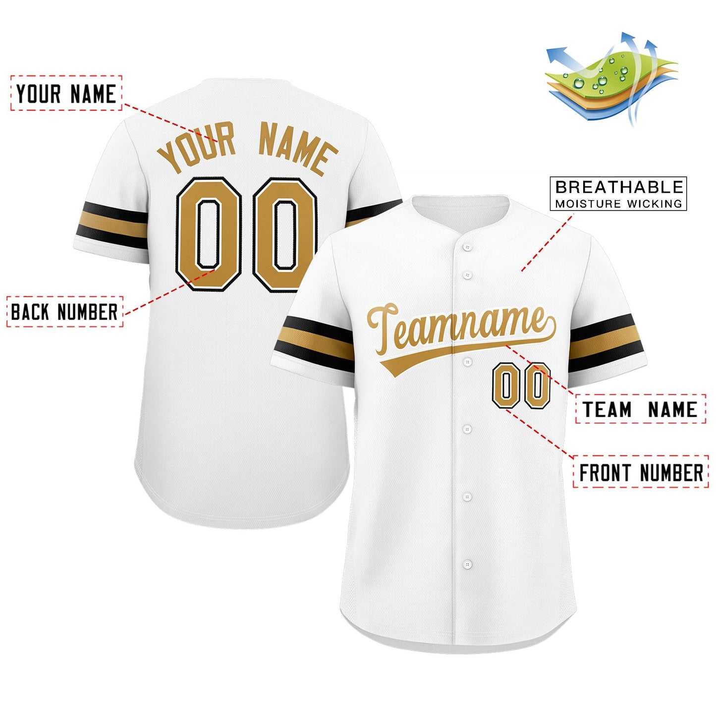 Custom White Gold-White Classic Style Authentic Baseball Jersey Limited