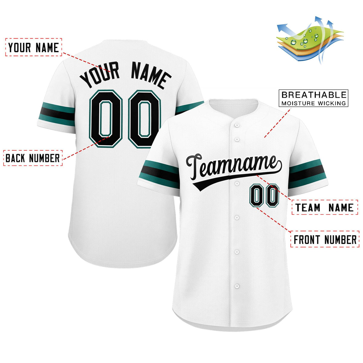Custom White Black-Green Classic Style Authentic Baseball Jersey Limited