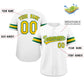 Custom White Yellow-Green Classic Style Authentic Baseball Jersey Limited