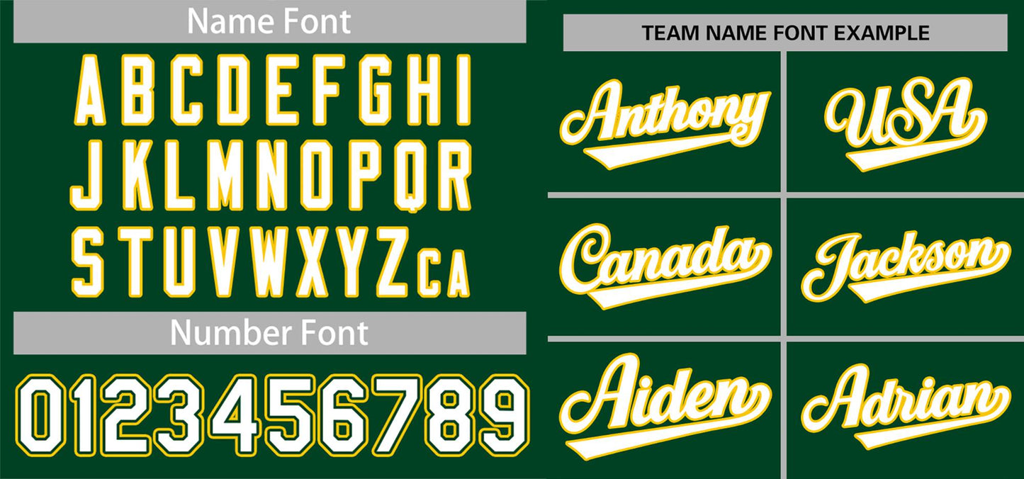 Custom Green White Yellow Classic Style Authentic Baseball Jersey Limited