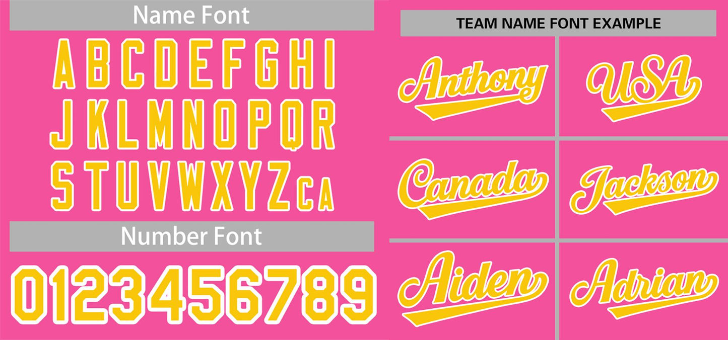 Custom Pink Yellow-White Classic Style Authentic Baseball Jersey Limited